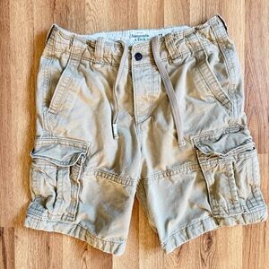 Y2K style Abercrombie & Fitch Men's Khaki Cargo Shorts